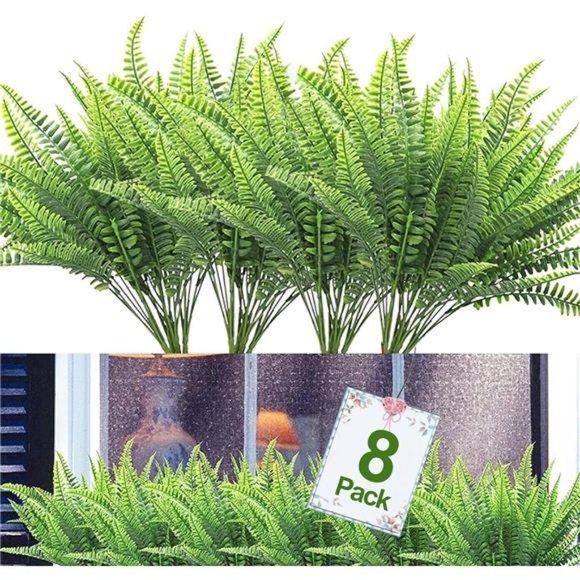 8 Bundles Fake Plants Artificial Flowers for Outdoors Summer Decor UV Resistant - Picture 1 of 7